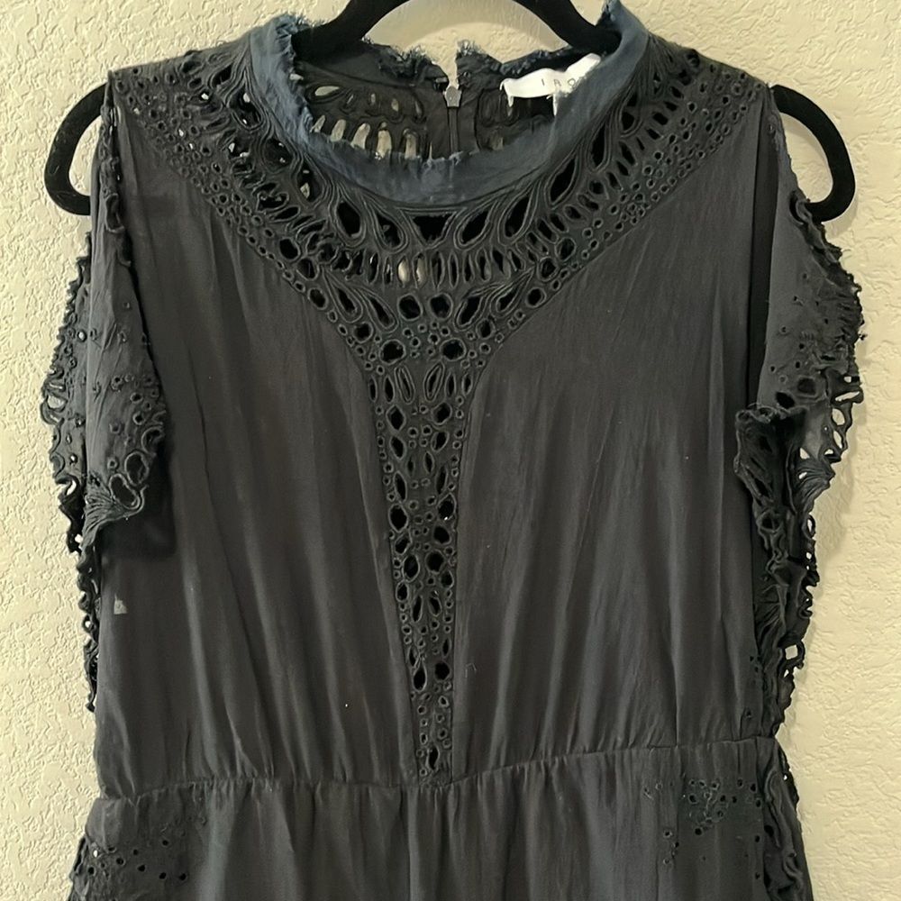 IRO Caity Embroidered Mini Dress, Black/Navy, Size 8 (40) - Picture 3 of 13